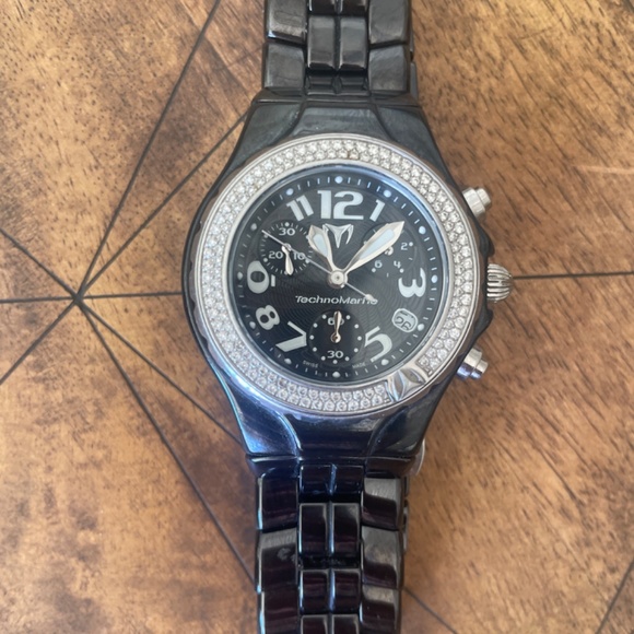 TechnoMarine diamond and black ceramic watch main image 4